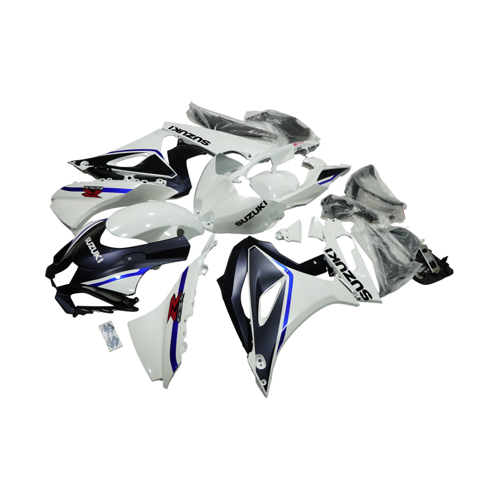 طقم هيكل سوزوكي GSXR1000 2017-23، أغطية تغليف دراجات نارية بديلة لون زرقاء وبيضاء، طقم هيكل كامل - 839417
