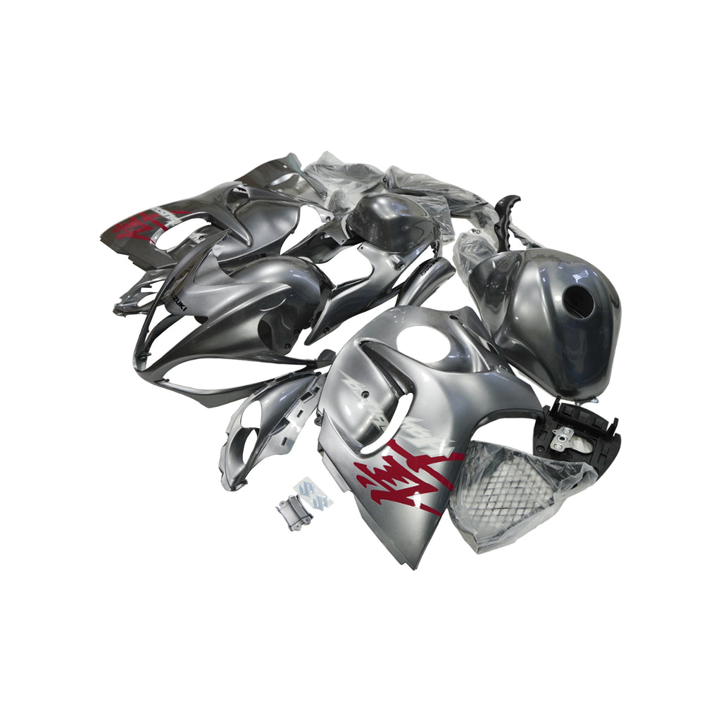 طقم أغطية وهيكل  كامل لـدراجة هايبوسا  Hayabusa GSXR1300 2008-2020 باللون الرمادي والأسود - 839449
