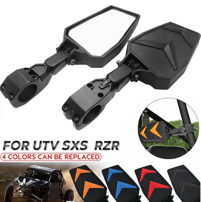 Pair of UTV Side Adjustable/Foldable Rearview Mirror Black_6