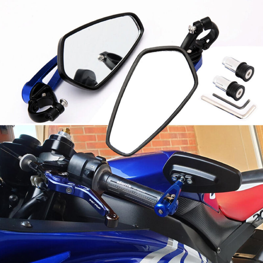 Universal Motorcycle Aluminum Rearview Side Mirror Handle Bar Ends_2