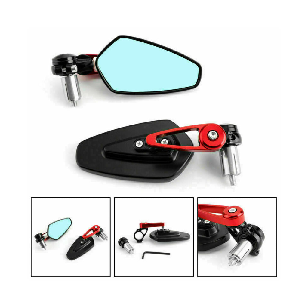 Universal Motorcycle Aluminum Rearview Side Mirror Handle Bar Ends_3