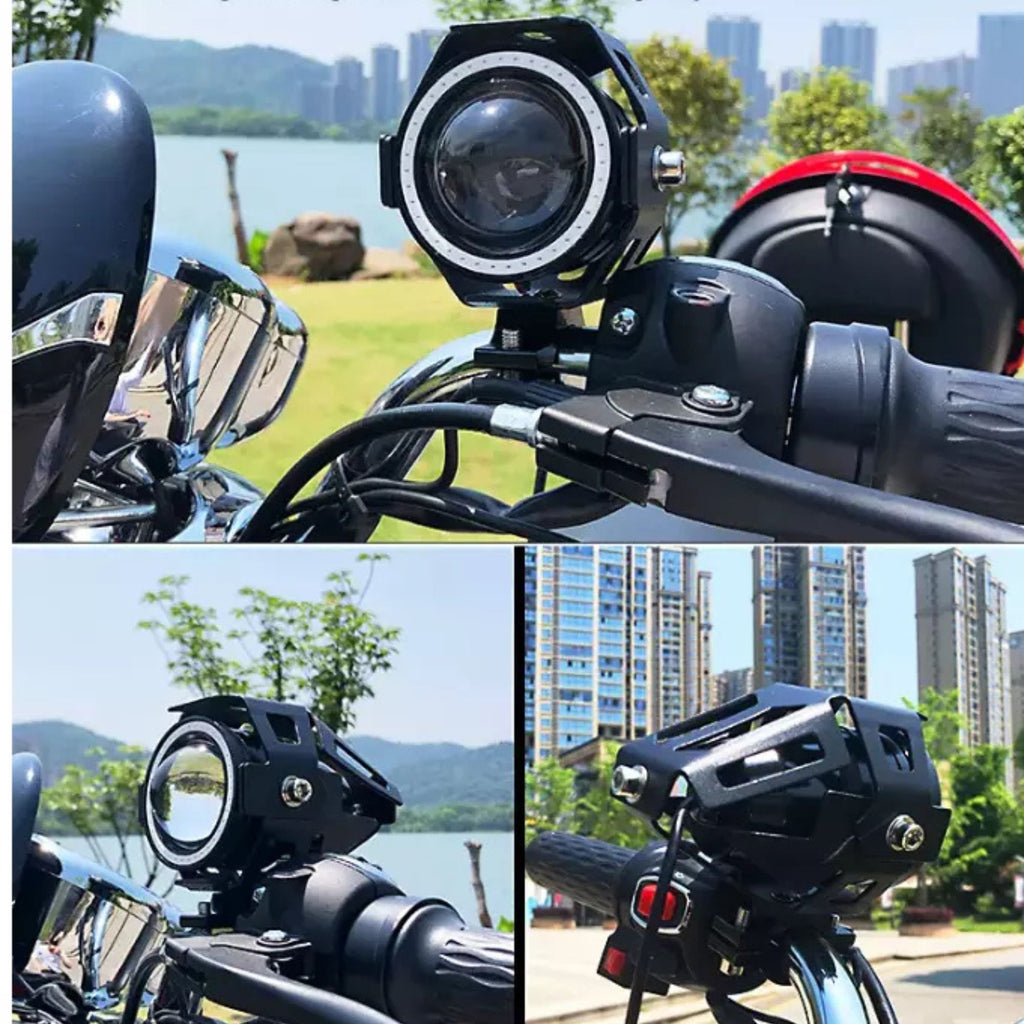 U7 Mini LED Motorcycle Fog Light with Angel Eye Ring & Flashing Beam_