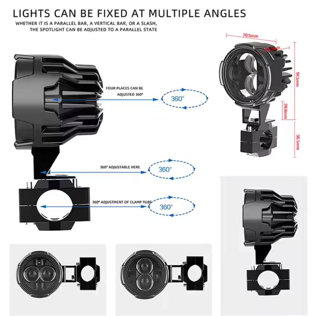 2.75 MMR-01 LED Motorcycle Headlight Lamp, 2Pcs External Lens Spotlights_2
