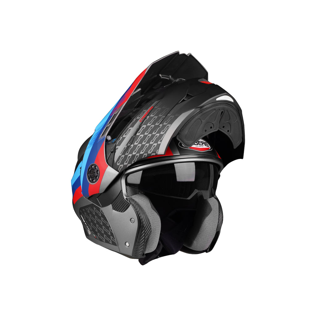 خوذة كابرج تورماكس أكس سراب القابلة للطي باللون الرمادي المعدني المطفي والأسود وألوان بي ام دبليو - 870277 