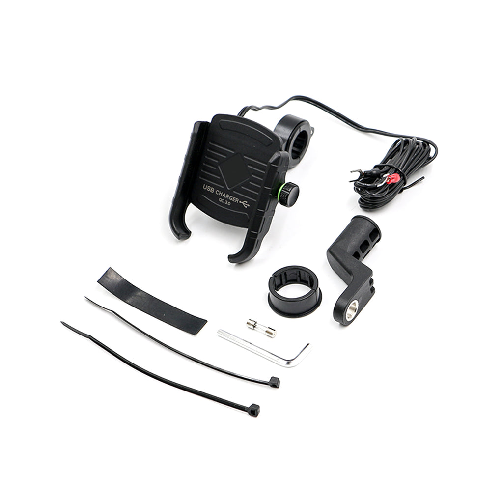 Motorcycle Handlebar Mobile Phone holder Mount with USB Fast Charger_3