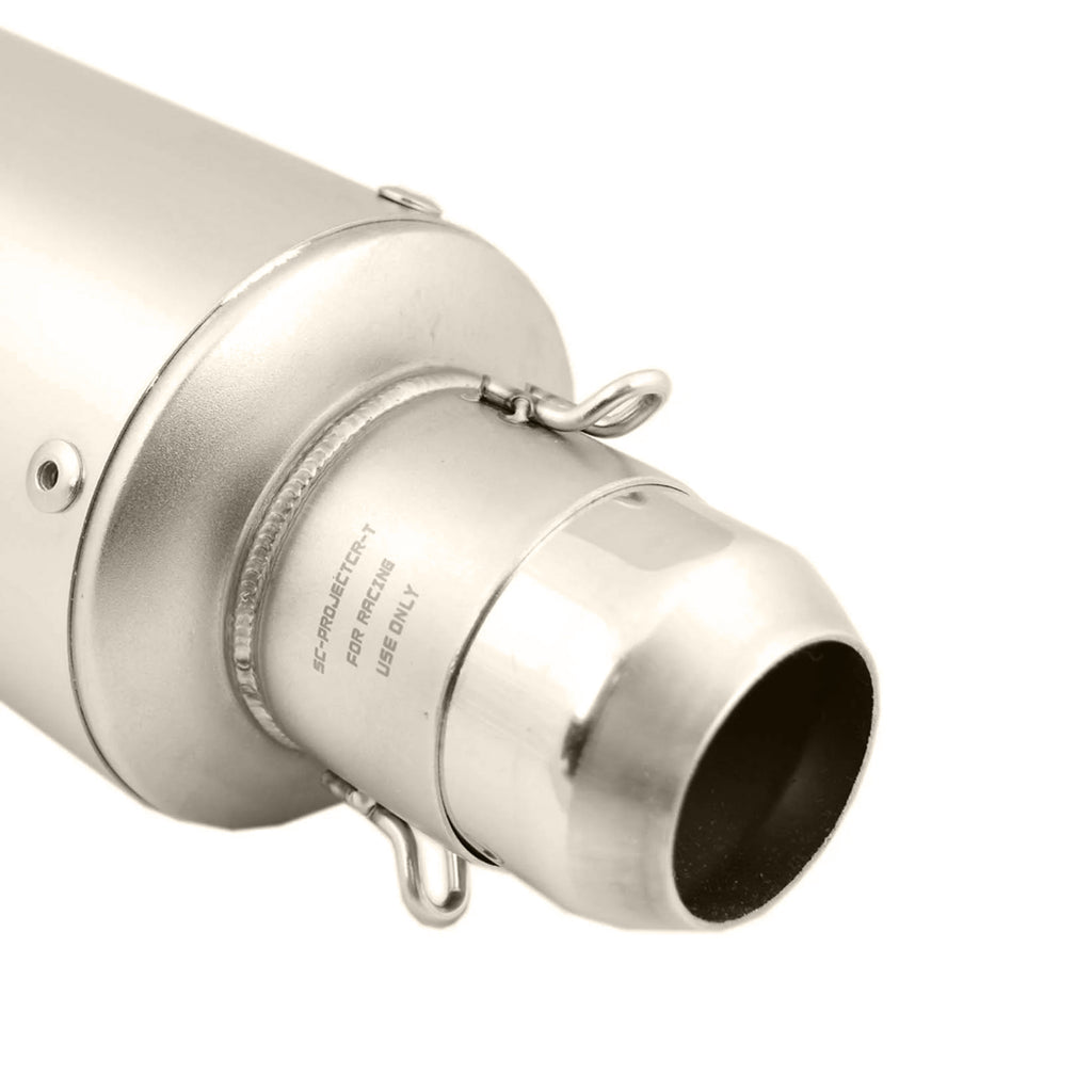 Premium Universal Bike Modified Exhaust Muffler Silencer Silver_4