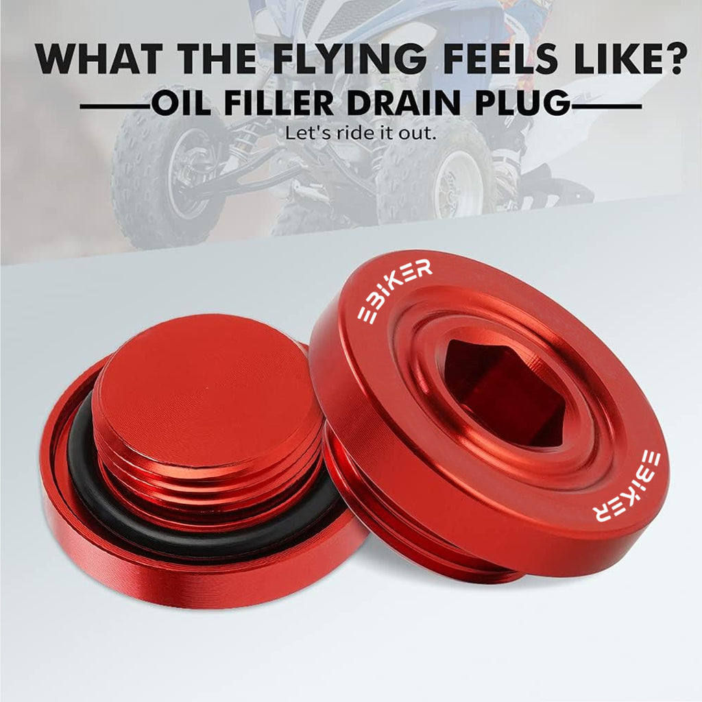 Crankcase Oil Filter Drain Plug Without O-Ring Red for Yamaha Raptor - 890235 _2