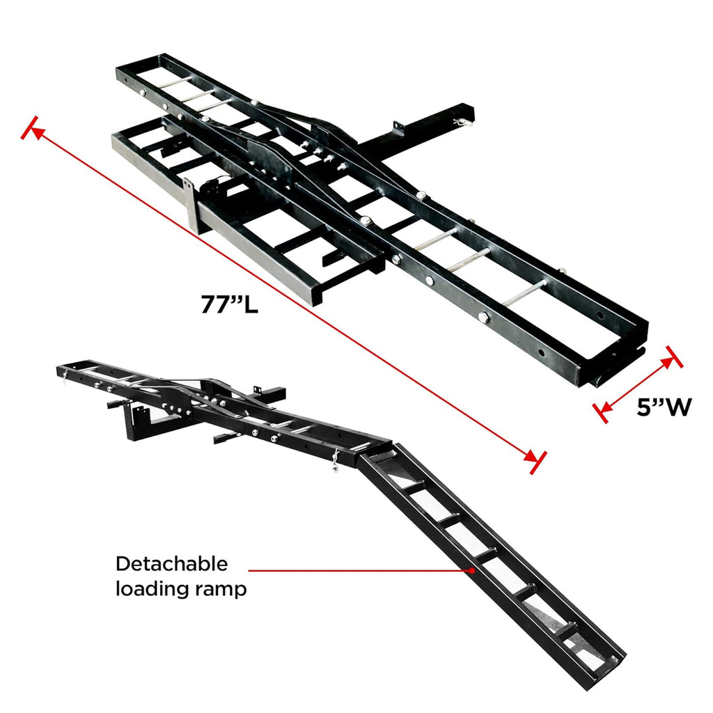 Heavy Duty Motorcycle Hitch Carrier with Ramp & Anti Tilt Lock_7