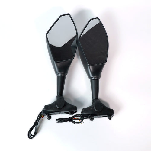 مرآة للدراجة النارية بمقاس عالمي باللون الأسود المطفي مع ضوء أصفر HP-J 171 846056