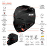 SMK Gullwing Solid Flip Up Motorcycle Helmet Gloss Black GL 200_9