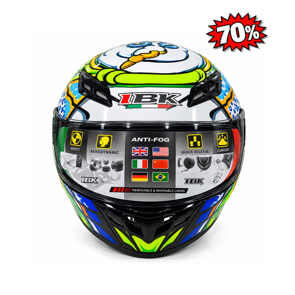 IBK 902 Full Face Motorcycle Helmet Black/Snow - 834246