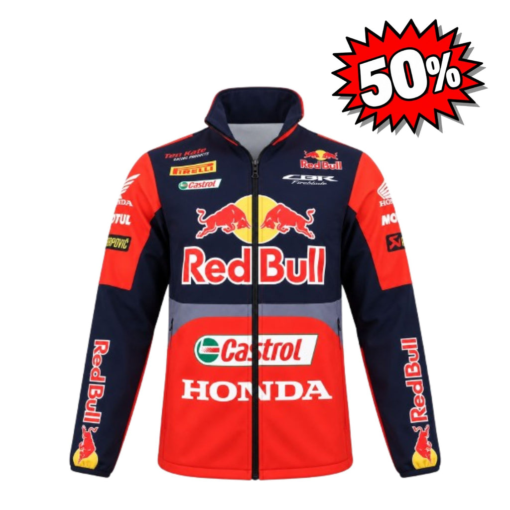 Red Bull Honda Full Sleeve Motorcycle Racing Jacket - 709359