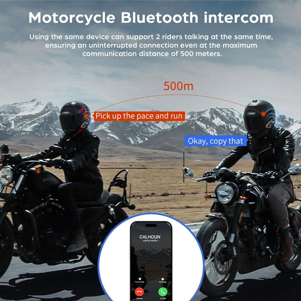 Y80 H&S Motorcycle Wireless Helmet Intercom (Bluetooth 5.3) Headset_5