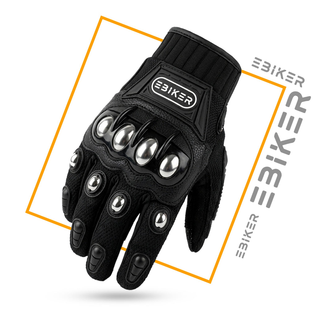 EBIKER Combo Offer Motorcycle Riding Gear Combo – Full Face Helmet, Gloves, Knee & Elbow Guards Set