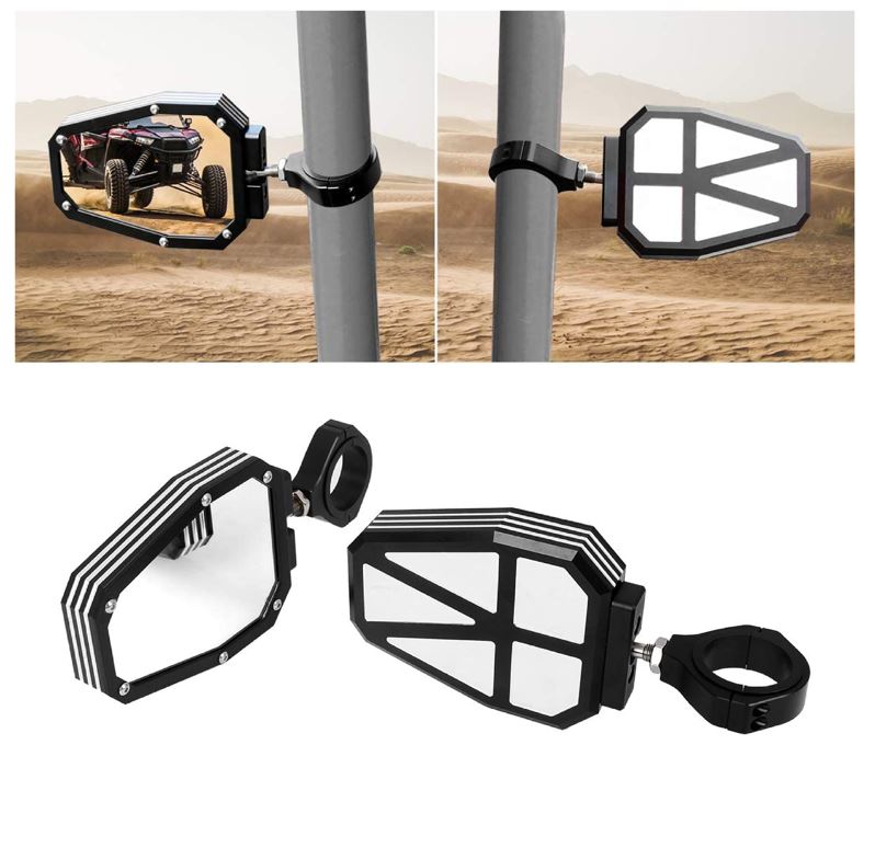 Pair of Black Framed Heavy Duty Aluminum Alloy UTV rearview Side mirror 