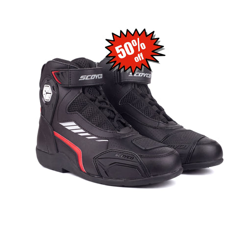 SCOYCO MT015-2 Motorcycle Boots Black/Red - 709526