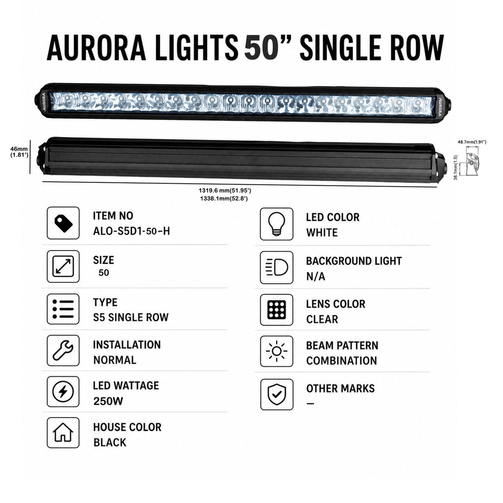 Aurora 50 Inch 250W LED Light Bar ALO-S5D1-50-H_2