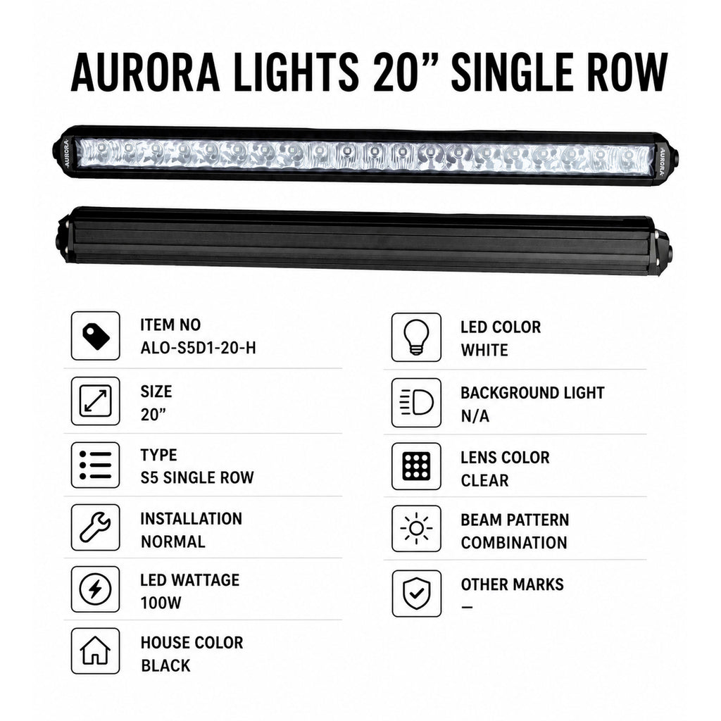 Aurora 20" 100W LED Light Bar ALO-S5D1-20-H Osram Combo Beam_2