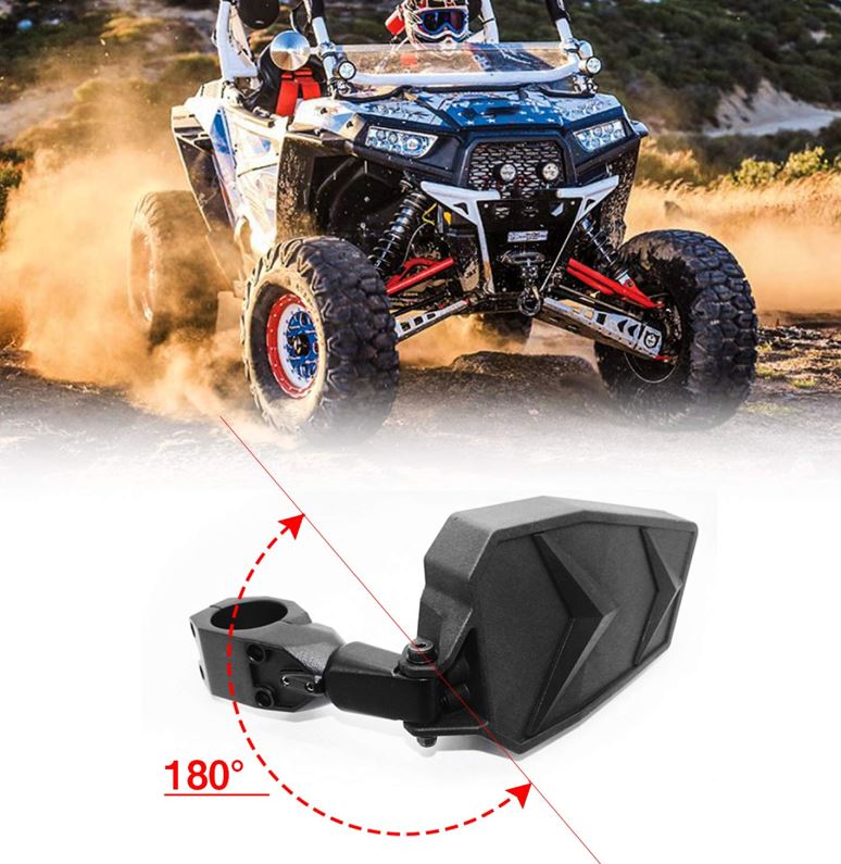 Pair of UTV Side Adjustable/Foldable Rearview Mirror Black_7