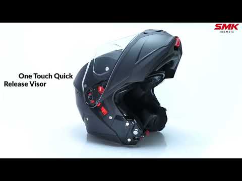 SMK Gullwing Solid Flip Up Motorcycle Helmet Gloss Black GL 200_8