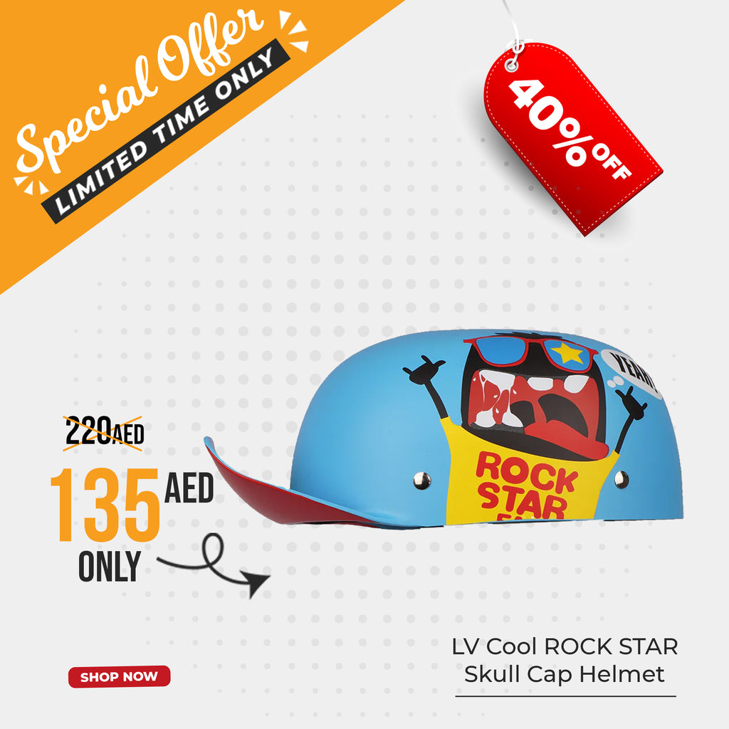 Checkout Surprise: ROCK STAR Skull Retro Half Shell Open Face Motorcycle Cap Helmet - 835631