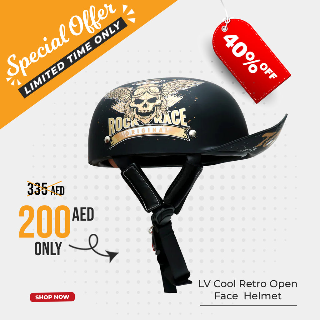 Checkout Surprise: Retro Open Face Motorcycle DOT Certified Half Shell Matte Helmet - 835593