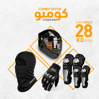 EBIKER Combo Offer Motorcycle Riding Gear Combo – Full Face Helmet, Gloves, Knee & Elbow Guards Set